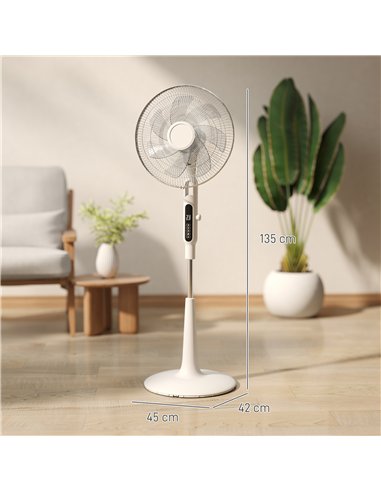 HOMCOM Three Mode Pedestal Fan, with Insect Repellant Box and LED Panel - White
