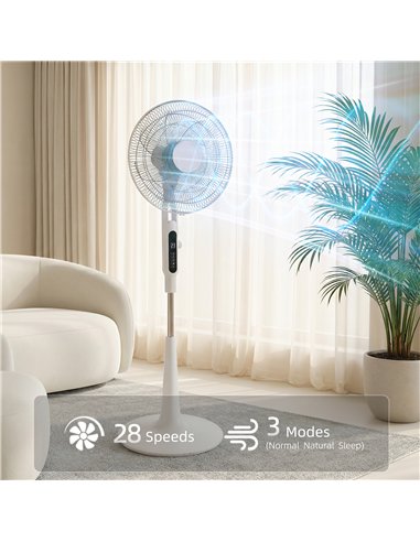 HOMCOM Three Mode Pedestal Fan, with Insect Repellant Box and LED Panel - White