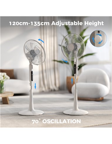 HOMCOM Three Mode Pedestal Fan, with Insect Repellant Box and LED Panel - White