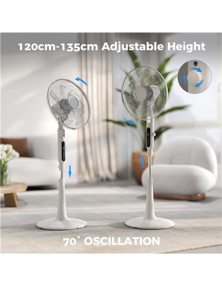 HOMCOM Three Mode Pedestal Fan, with Insect Repellant Box and LED Panel - White - pic 178660 | FastDaddyshop