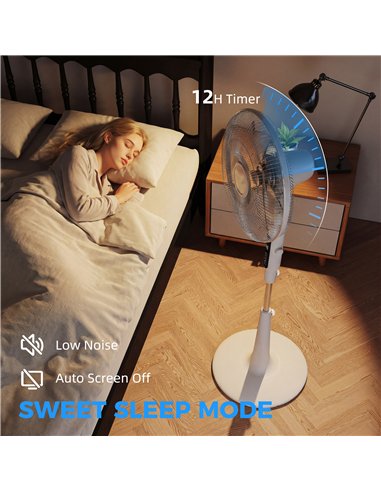 HOMCOM Three Mode Pedestal Fan, with Insect Repellant Box and LED Panel - White