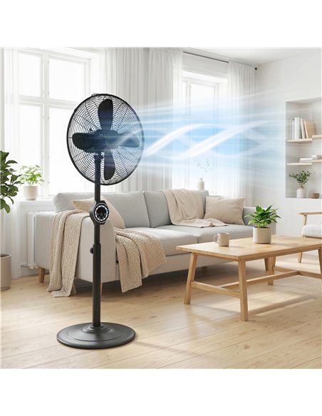 HOMCOM 41 cm Metal Pedestal Fan with Oscillating, Adjustable Height Black - pic 178665 | FastDaddyshop