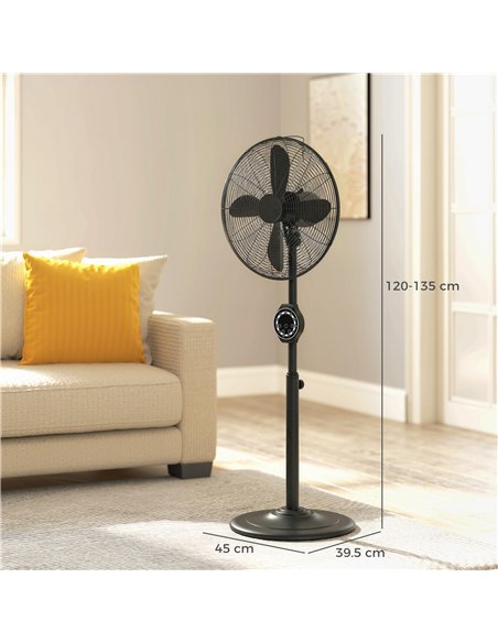 HOMCOM 41 cm Metal Pedestal Fan with Oscillating, Adjustable Height Black - pic 178666 | FastDaddyshop
