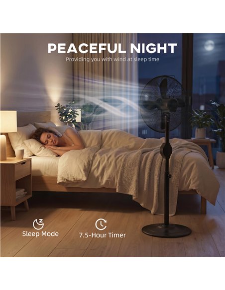 HOMCOM 41 cm Metal Pedestal Fan with Oscillating, Adjustable Height Black - pic 178671 | FastDaddyshop
