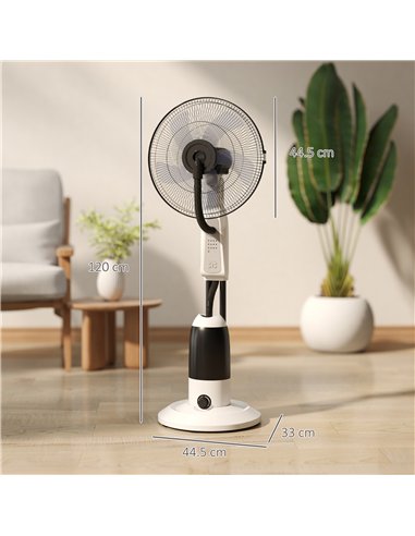 HOMCOM Pedestal Fan with Water Mist Spray 3 Speeds 2.8L Water Tank, White