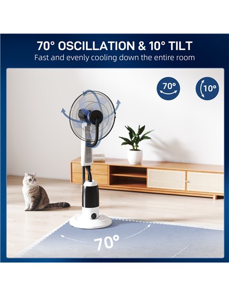 HOMCOM Pedestal Fan with Water Mist Spray 3 Speeds 2.8L Water Tank, White - pic 178677 | FastDaddyshop