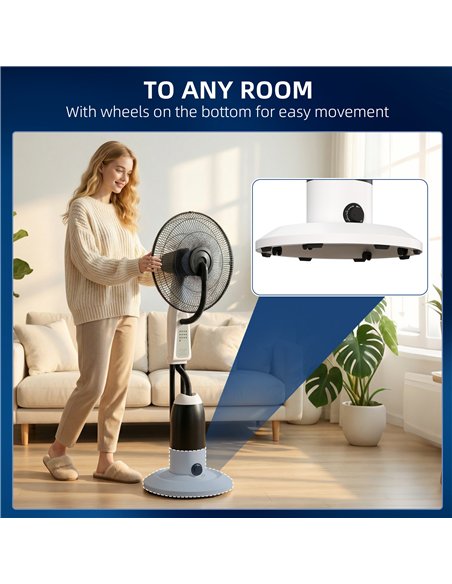 HOMCOM Pedestal Fan with Water Mist Spray 3 Speeds 2.8L Water Tank, White - pic 178679 | FastDaddyshop