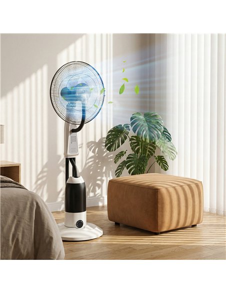 HOMCOM Pedestal Fan with Water Mist Spray 3 Speeds 2.8L Water Tank, White - pic 178681 | FastDaddyshop