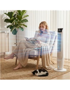 HOMCOM Air Cooler with LED Display and Remote Control, Oscillating Ice Cooling Fan with 3 Speeds, 4 Modes, 12 Hour Timer, White 2