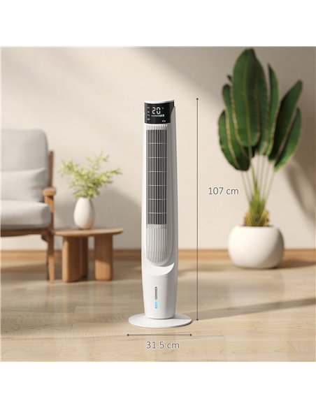 HOMCOM Air Cooler with LED Display and Remote Control, Oscillating Ice Cooling Fan with 3 Speeds, 4 Modes, 12 Hour Timer, White - pic 178684 | FastDaddyshop