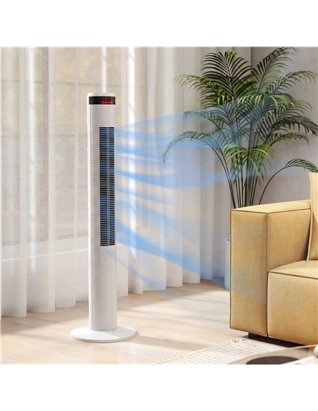 HOMCOM Oscillating Tower Fan Remote Control 3 Speed Modes Cooling Machine White - pic 178692 | FastDaddyshop