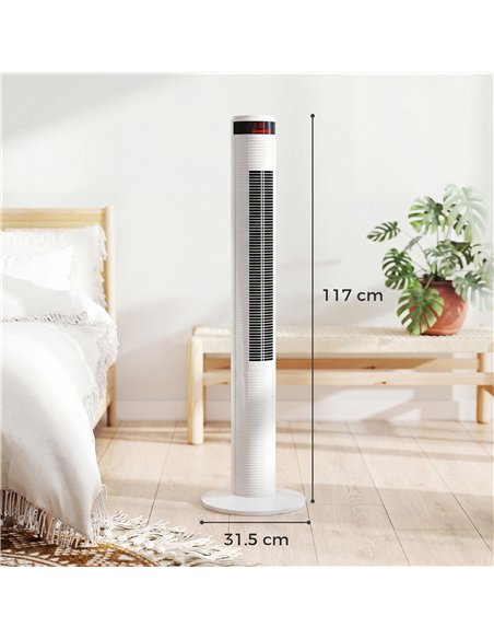 HOMCOM Oscillating Tower Fan Remote Control 3 Speed Modes Cooling Machine White - pic 178693 | FastDaddyshop