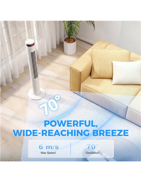 HOMCOM Oscillating Tower Fan Remote Control 3 Speed Modes Cooling Machine White - pic 178695 | FastDaddyshop