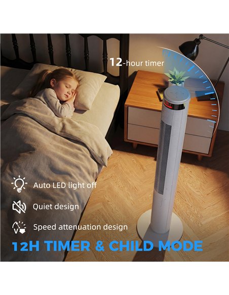 HOMCOM Oscillating Tower Fan Remote Control 3 Speed Modes Cooling Machine White - pic 178697 | FastDaddyshop