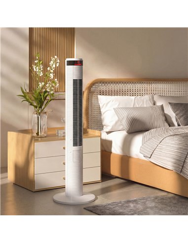 HOMCOM Oscillating Tower Fan Remote Control 3 Speed Modes Cooling Machine White