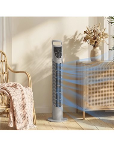 HOMCOM Tower Fan Oscillating 3 Speeds 3 Winds 40W w/ RC Timer Quiet - Grey