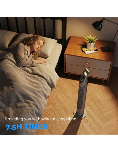 HOMCOM Tower Fan Oscillating 3 Speeds 3 Winds 40W w/ RC Timer Quiet - Grey