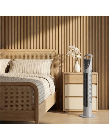 HOMCOM Tower Fan Oscillating 3 Speeds 3 Winds 40W w/ RC Timer Quiet - Grey