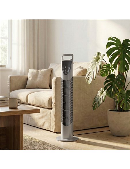 HOMCOM Tower Fan Oscillating 3 Speeds 3 Winds 40W w/ RC Timer Quiet - Grey - pic 178708 | FastDaddyshop