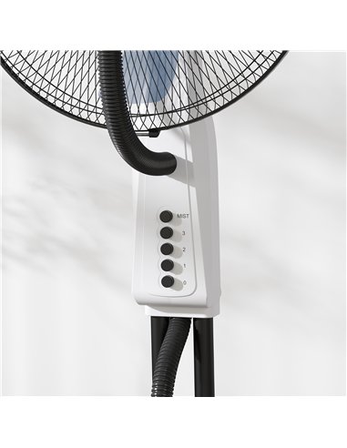 HOMCOM Spray Misting Fan, Floor Fan with Water Mist Spray, 70° Oscillation, Tilt Head, 3 Speeds, 2.8L Water Tank, White