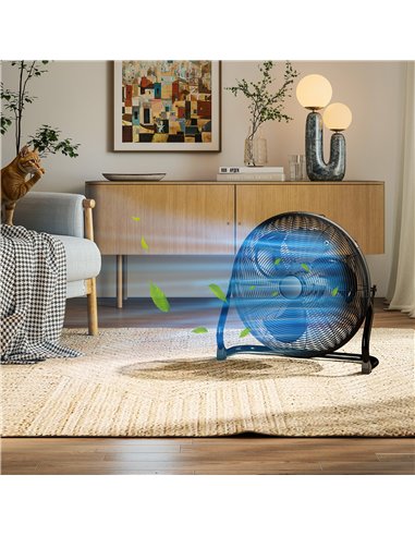 HOMCOM Metal Floor Fan with Tilting, High Velocity, 3 Speed, Portable Gym Fan for Home Office, Black