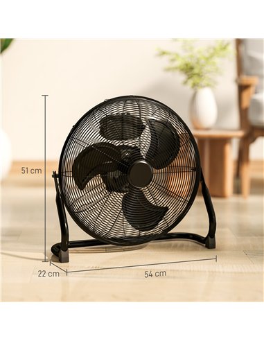 HOMCOM Metal Floor Fan with Tilting, High Velocity, 3 Speed, Portable Gym Fan for Home Office, Black