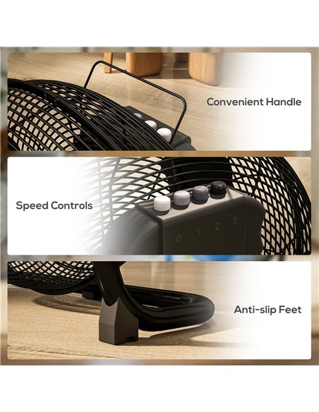 HOMCOM Metal Floor Fan with Tilting, High Velocity, 3 Speed, Portable Gym Fan for Home Office, Black - pic 178721 | FastDaddyshop