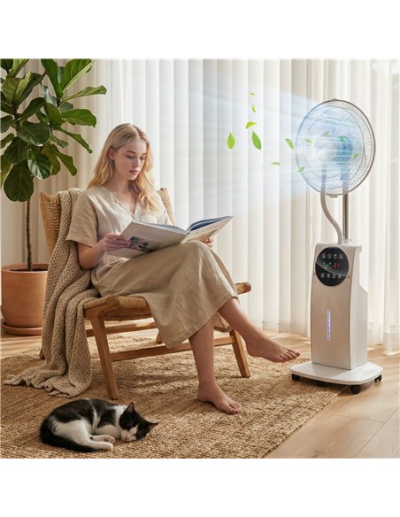 HOMCOM 135cm Pedestal Fan with Water Mist Spray Humidifying Misting Fan, White - pic 178728 | FastDaddyshop