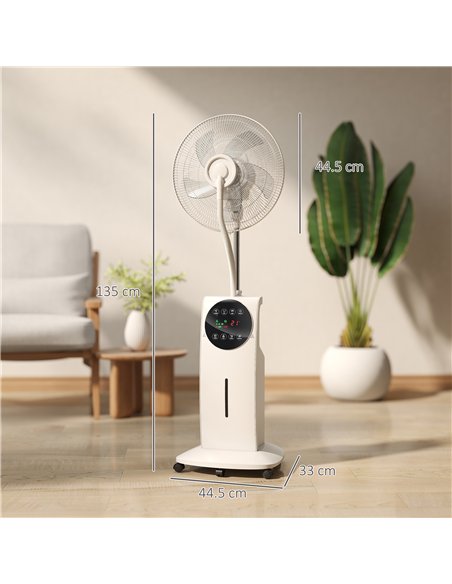 HOMCOM 135cm Pedestal Fan with Water Mist Spray Humidifying Misting Fan, White - pic 178729 | FastDaddyshop