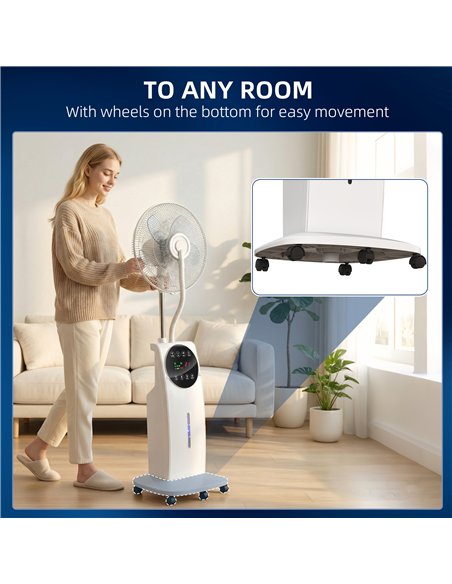 HOMCOM 135cm Pedestal Fan with Water Mist Spray Humidifying Misting Fan, White - pic 178730 | FastDaddyshop