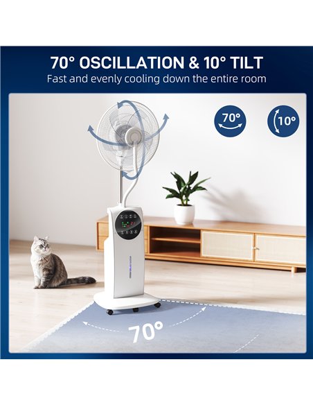 HOMCOM 135cm Pedestal Fan with Water Mist Spray Humidifying Misting Fan, White - pic 178733 | FastDaddyshop