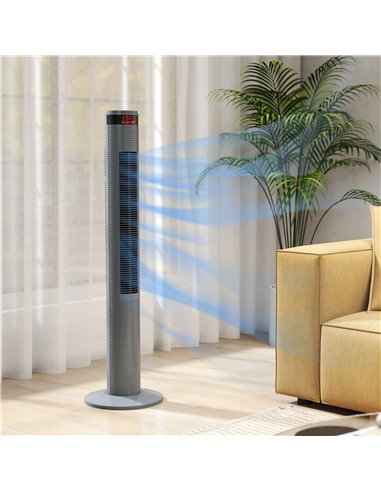 HOMCOM Oscillating Tower Fan Remote Control 3 Speed Modes Cooling Machine, Grey