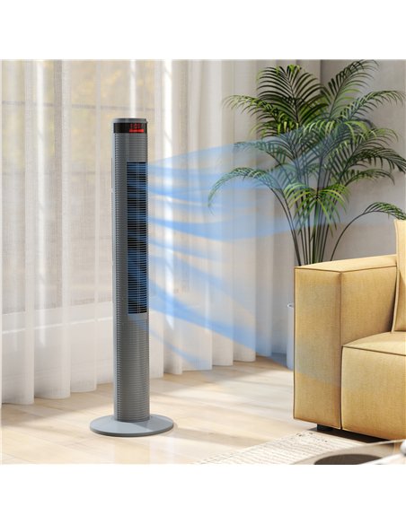 HOMCOM Oscillating Tower Fan Remote Control 3 Speed Modes Cooling Machine, Grey - pic 178737 | FastDaddyshop