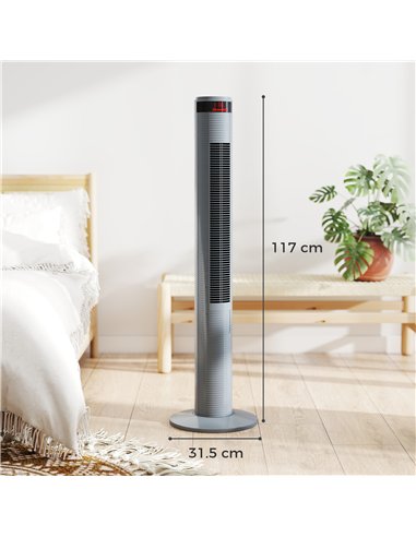 HOMCOM Oscillating Tower Fan Remote Control 3 Speed Modes Cooling Machine, Grey