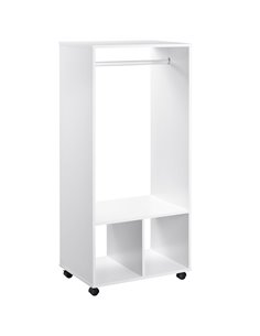 HOMCOM Open Wardrobe with Hanging Rod and Storage Shelves Mobile Garment Rack on Wheels Bedroom, Cloakroom, White