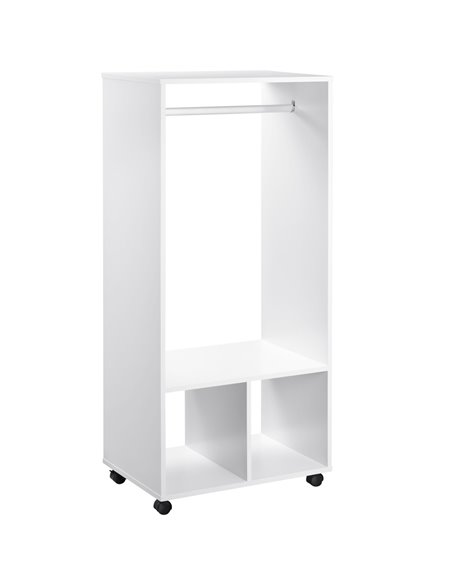 HOMCOM Open Wardrobe with Hanging Rod and Storage Shelves Mobile Garment Rack on Wheels Bedroom, Cloakroom, White - pic 17874 | FastDaddyshop