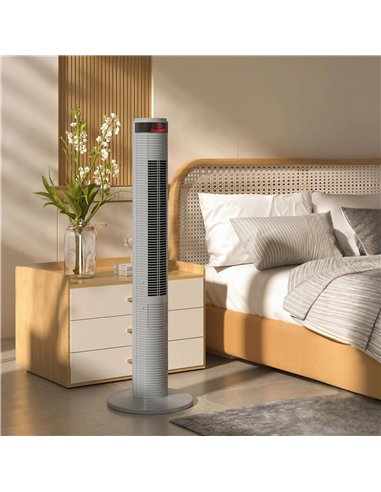 HOMCOM Oscillating Tower Fan Remote Control 3 Speed Modes Cooling Machine, Grey