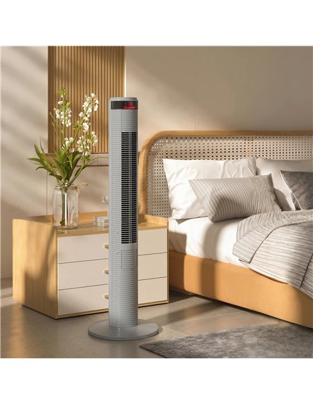HOMCOM Oscillating Tower Fan Remote Control 3 Speed Modes Cooling Machine, Grey - pic 178743 | FastDaddyshop