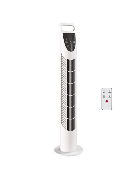 HOMCOM Tower Fan Oscillating 3 Speeds 3 Winds 40W w/ RC Timer Quiet - White - pic 178745 | FastDaddyshop