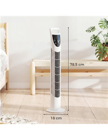 HOMCOM Tower Fan Oscillating 3 Speeds 3 Winds 40W w/ RC Timer Quiet - White