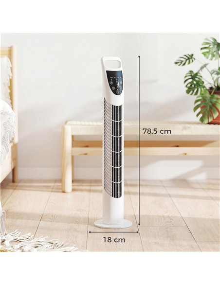 HOMCOM Tower Fan Oscillating 3 Speeds 3 Winds 40W w/ RC Timer Quiet - White - pic 178747 | FastDaddyshop