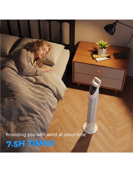 HOMCOM Tower Fan Oscillating 3 Speeds 3 Winds 40W w/ RC Timer Quiet - White - pic 178751 | FastDaddyshop