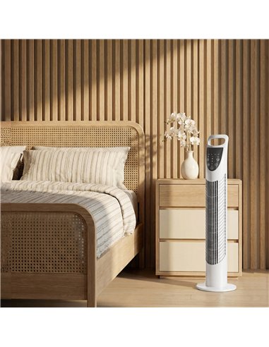 HOMCOM Tower Fan Oscillating 3 Speeds 3 Winds 40W w/ RC Timer Quiet - White