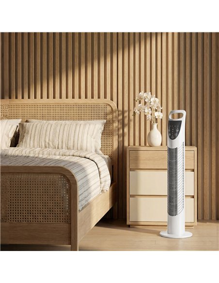 HOMCOM Tower Fan Oscillating 3 Speeds 3 Winds 40W w/ RC Timer Quiet - White - pic 178752 | FastDaddyshop