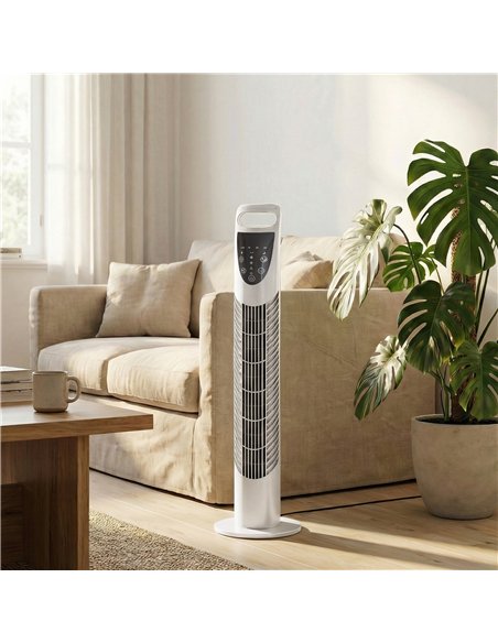 HOMCOM Tower Fan Oscillating 3 Speeds 3 Winds 40W w/ RC Timer Quiet - White - pic 178753 | FastDaddyshop