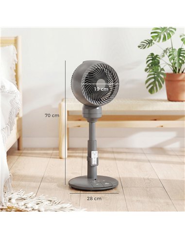 HOMCOM Air Circulator Fan Pedestal Cooling Fan with 3 Speed 3 Mode and Remote Control, 9 Inch, Grey