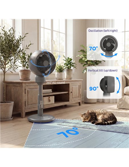 HOMCOM Air Circulator Fan Pedestal Cooling Fan with 3 Speed 3 Mode and Remote Control, 9 Inch, Grey - pic 178759 | FastDaddyshop