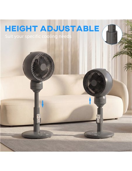 HOMCOM Air Circulator Fan Pedestal Cooling Fan with 3 Speed 3 Mode and Remote Control, 9 Inch, Grey - pic 178761 | FastDaddyshop