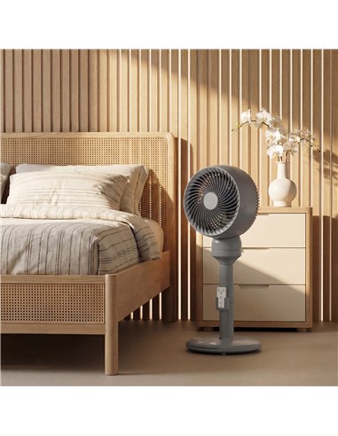 HOMCOM Air Circulator Fan Pedestal Cooling Fan with 3 Speed 3 Mode and Remote Control, 9 Inch, Grey