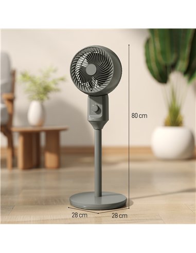 HOMCOM Air Circulator Fan Pedestal Cooling Fan with 3 Speed and Carry Handle, 9 Inch, Grey